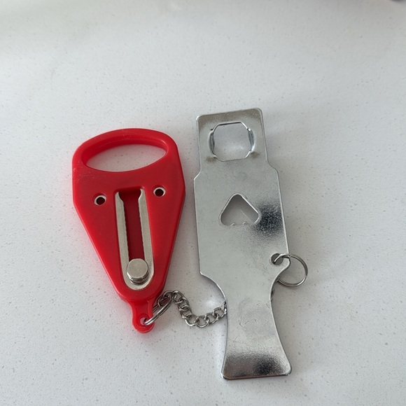 Red and Silver Key and Card Holder with Chain - Picture 7 of 8